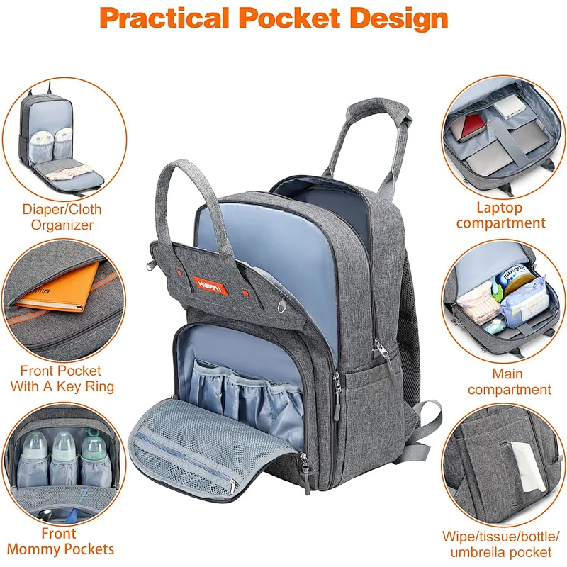 Homfu Diaper Bag Backpack Mommy Hospital Baby Bags for Girls Boys Multifunction Large Laptop Travel Backpack Mom Dad Diaper Bag with Changing Pad Waterproof Maternity Baby Diaper Bag Tote