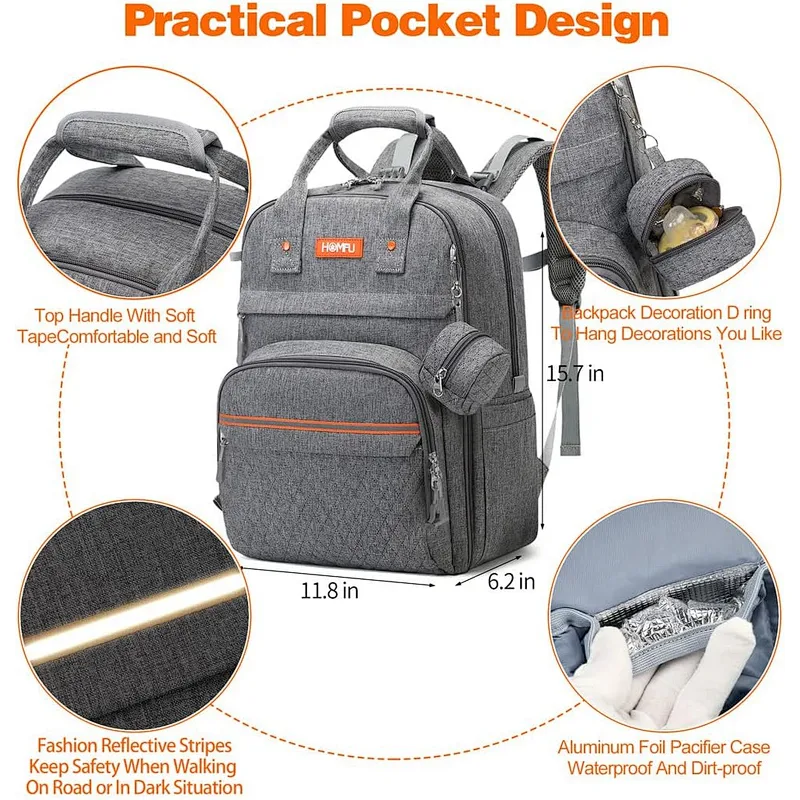 Homfu Diaper Bag Backpack Mommy Hospital Baby Bags for Girls Boys Multifunction Large Laptop Travel Backpack Mom Dad Diaper Bag with Changing Pad Waterproof Maternity Baby Diaper Bag Tote
